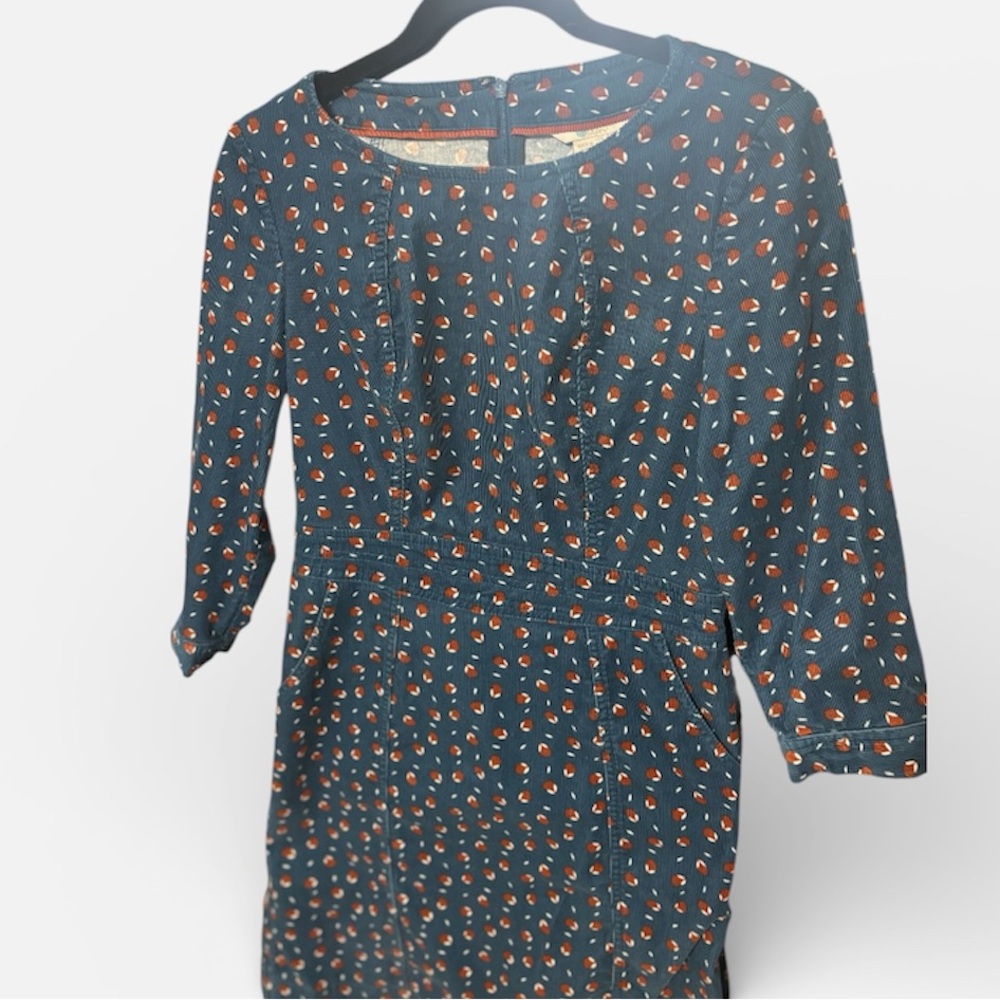 Boden Coraline corduroy dress in a teal size 4 - Picture 6 of 9